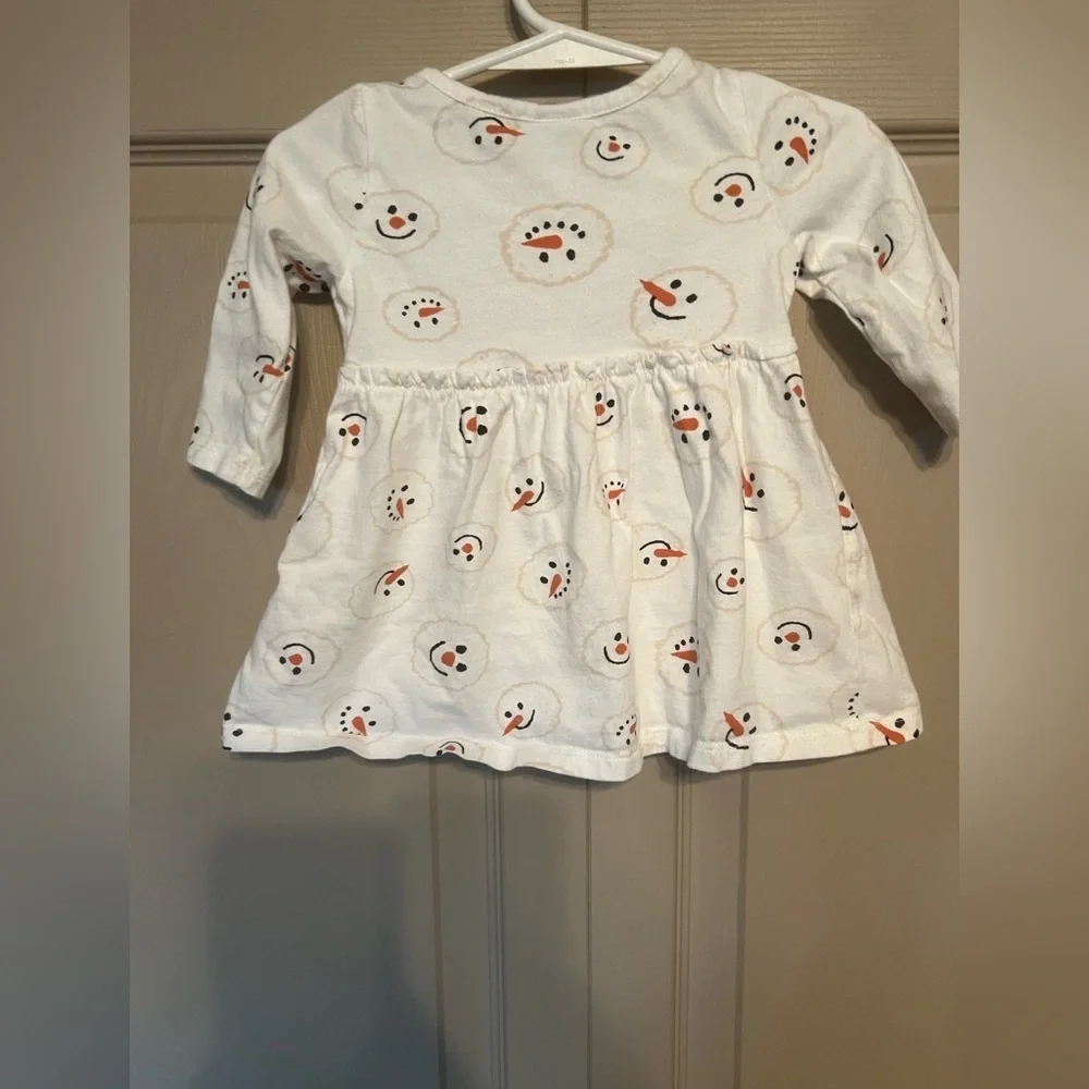 Old Navy Kids Casual Dress - White with Snowman Print